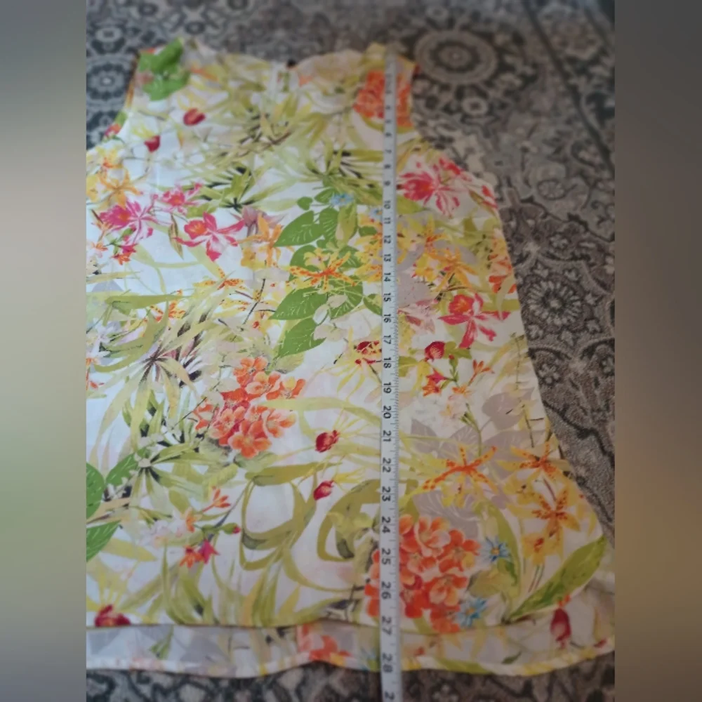 Rose Olive Tropical Floral Sleeveless Blouse Top 1X Green Flowy Office Summer - Picture 9 of 9